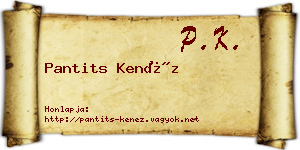 Pantits Kenéz névjegykártya